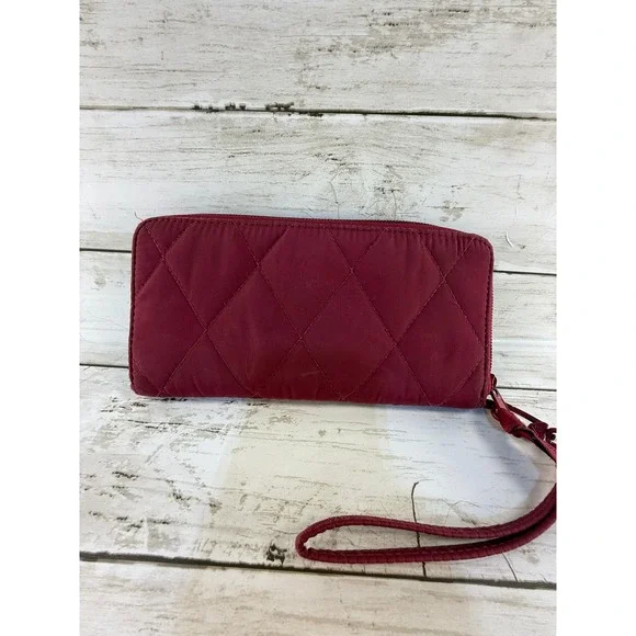 Vera Bradley Performance Twill RFID Audrey Wallet Burgundy Quilted Wristlet - Picture 2 of 4